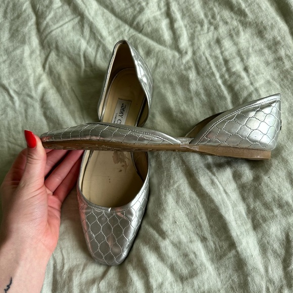 Vintage Jimmy Choo D’Orsay silver quilted leather slip on shoes - Picture 2 of 6